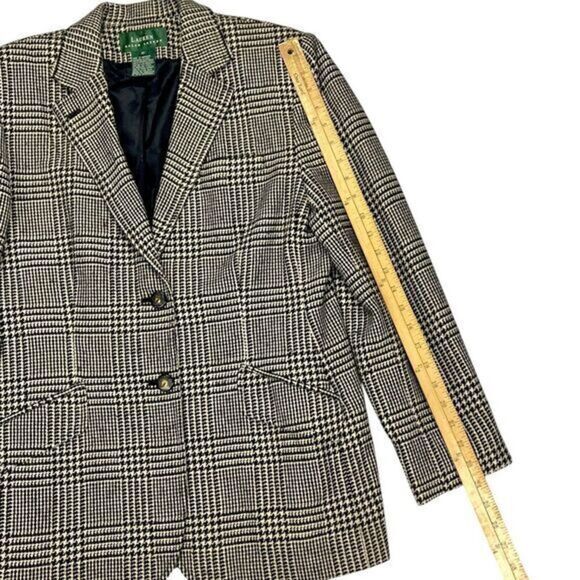Lauren Ralph Lauren Blazer Size 12 Houndstooth Wool Silk Cashmere Classic Jacket - Picture 13 of 16